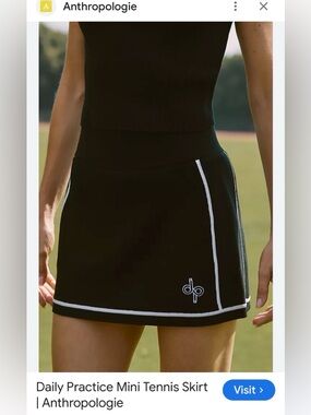 Anthropologie Black Mini Tennis Skirt with White Trim
